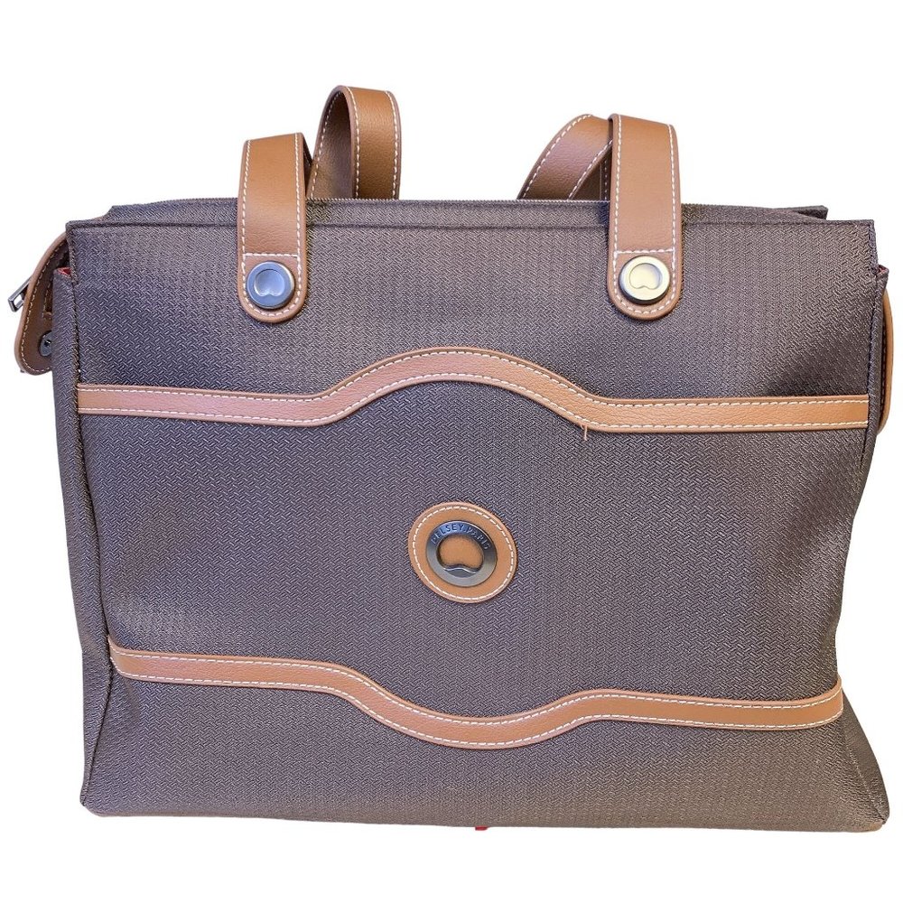 Delsey Paris Brown Handbag Luggage Travel Tote Soft Air Shoulder Bag Large